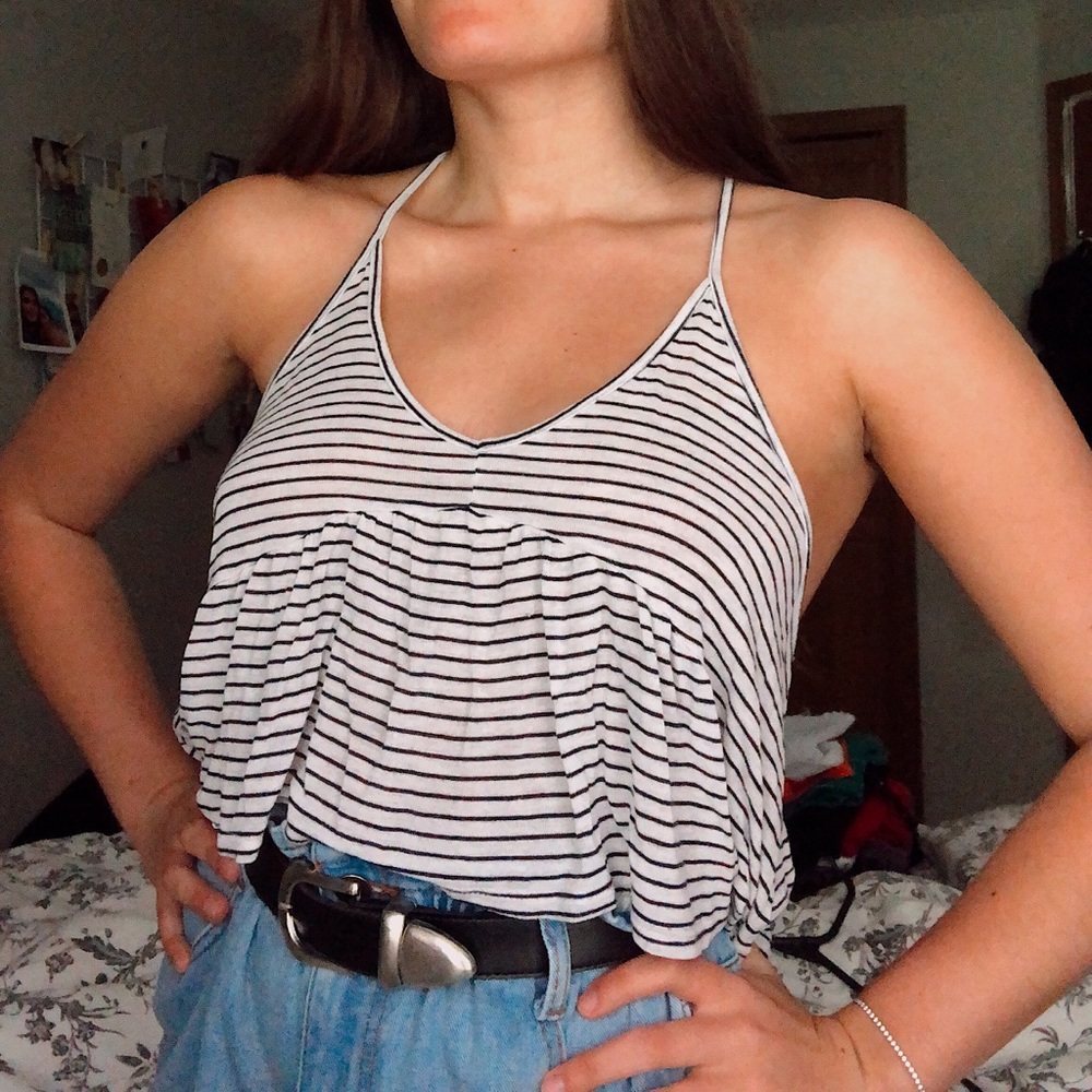 Striped flowy tank top
